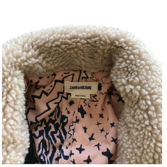 ZADIG & VOLTAIRE Teddy Mint Coat XS Cream White Button Sherpa Shearling - Picture 10 of 10